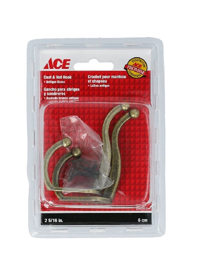 ACE 2-Piece Coat and Hat Hook Antique Brass 6 cm 5602552