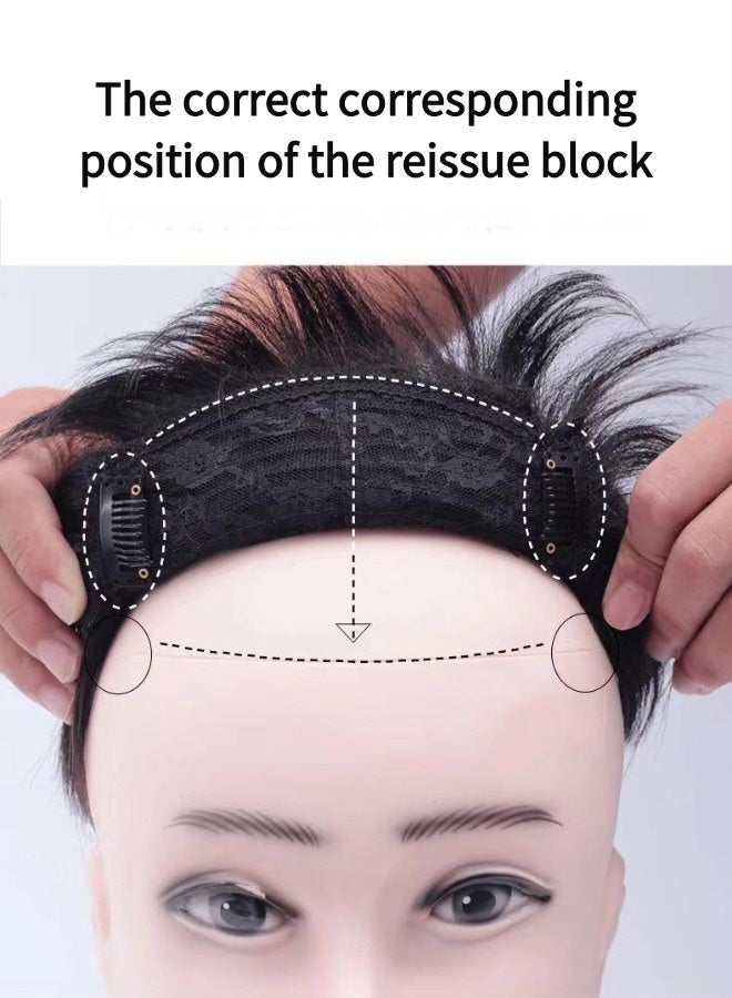 Generic Men's natural short wig (Real Human Hair，natural black hair short wig human hair clip-in, 16x18cm)  - Image 5