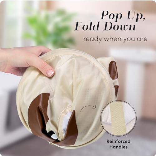 Handy Laundry Collapsible Mesh Pop-Up Hamper with Wide Opening and Side Pocket - Breathable, Sturdy, Foldable, Space-Saving Design (Puppy) - Image 3