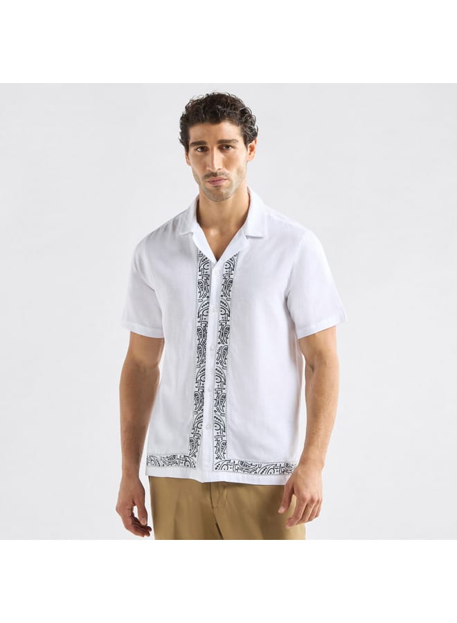 Splash FAV Regular Fit Embroidered Shirt with Camp Collar and Short Sleeves  - Image 1
