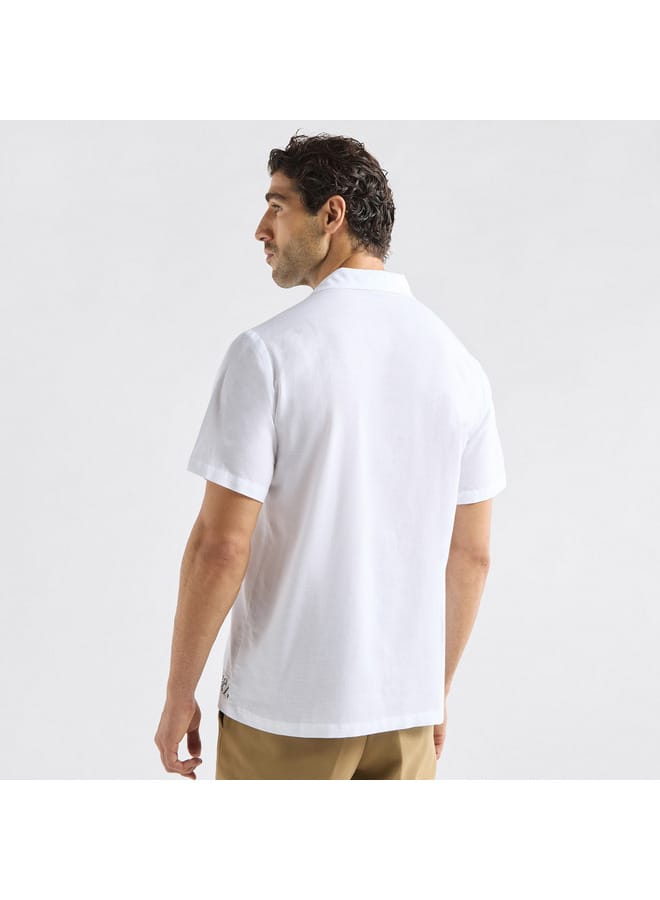 Splash FAV Regular Fit Embroidered Shirt with Camp Collar and Short Sleeves  - Image 3