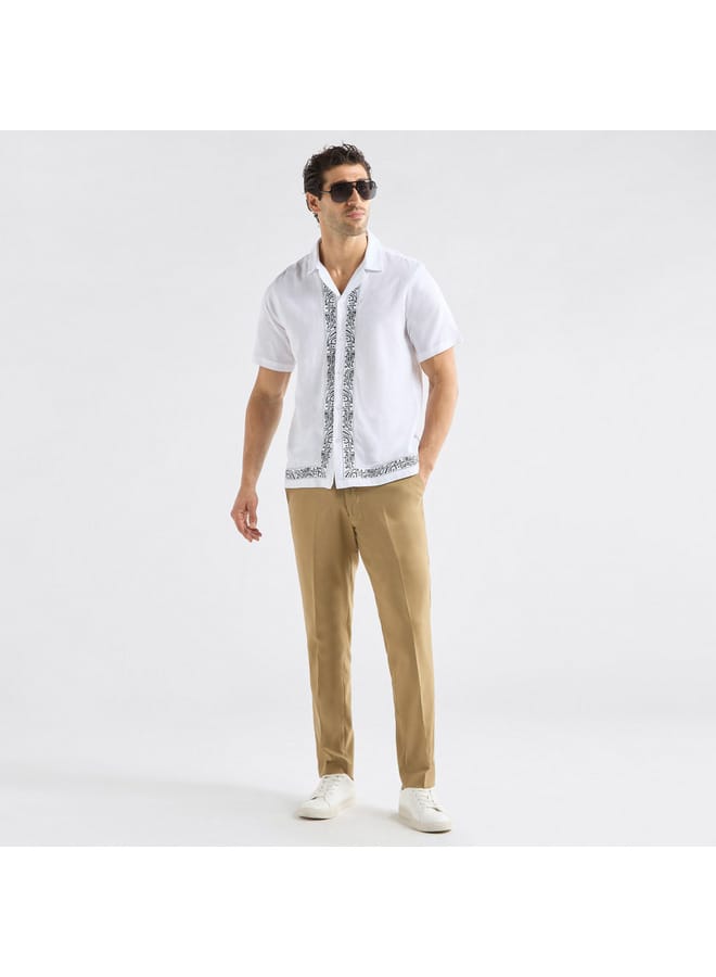 Splash FAV Regular Fit Embroidered Shirt with Camp Collar and Short Sleeves  - Image 2