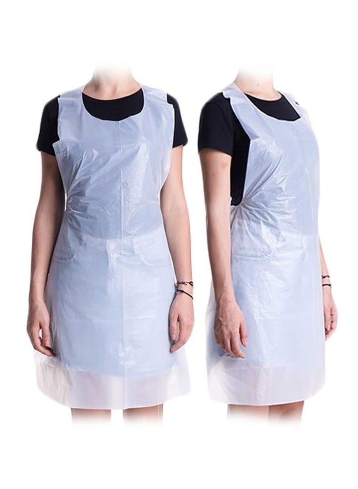 VINSTAR Disposable PE Clear Plastic Apron (500 Pack) - Waterproof, Plain Polythene Aprons - One Size Fits All - Ideal for Servers, Adults Kids Painting Cooking and More - Image 1