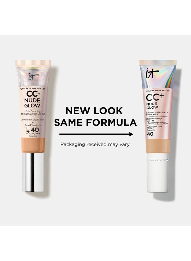 IT Cosmetics CC+ Nude Glow (Neutral Tan) - Medium Coverage Foundation with SPF 40 & Brightening Glow Serum, Lightweight Skin Tint, 2% Niacinamide + Hyaluronic Acid, Up to 24H Hydration - 1.08 fl oz - Image 5
