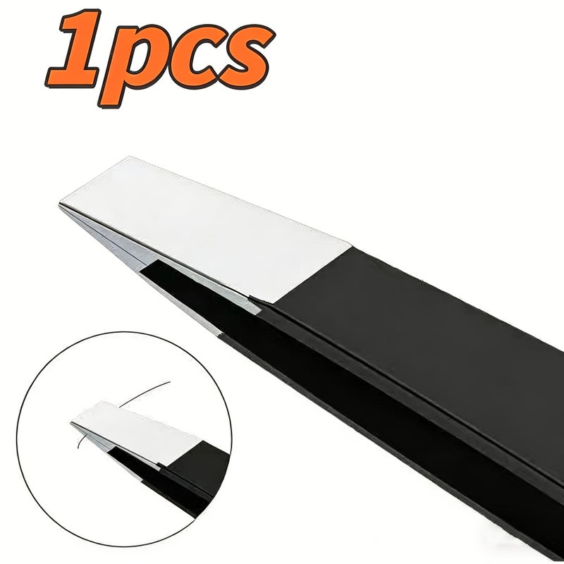 Black Flat Mouth Tweezers For Hair Removal Eyebrow Shaping And Beard Trimming - Image 1