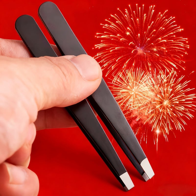 Black Flat Mouth Tweezers For Hair Removal Eyebrow Shaping And Beard Trimming - Image 5