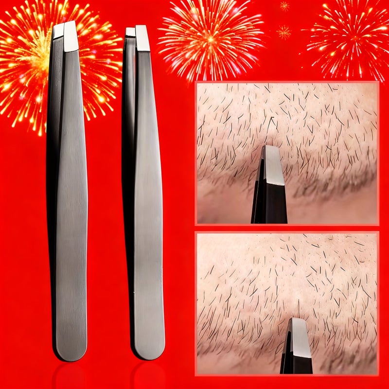 Black Flat Mouth Tweezers For Hair Removal Eyebrow Shaping And Beard Trimming - Image 3