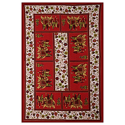 ART WORLD Queen Size Double Bed Sheet with Pillow Covers Pure Cotton Rajasthani Jaipuri Traditional Printed Bedcover (Red, Queen) - Image 3