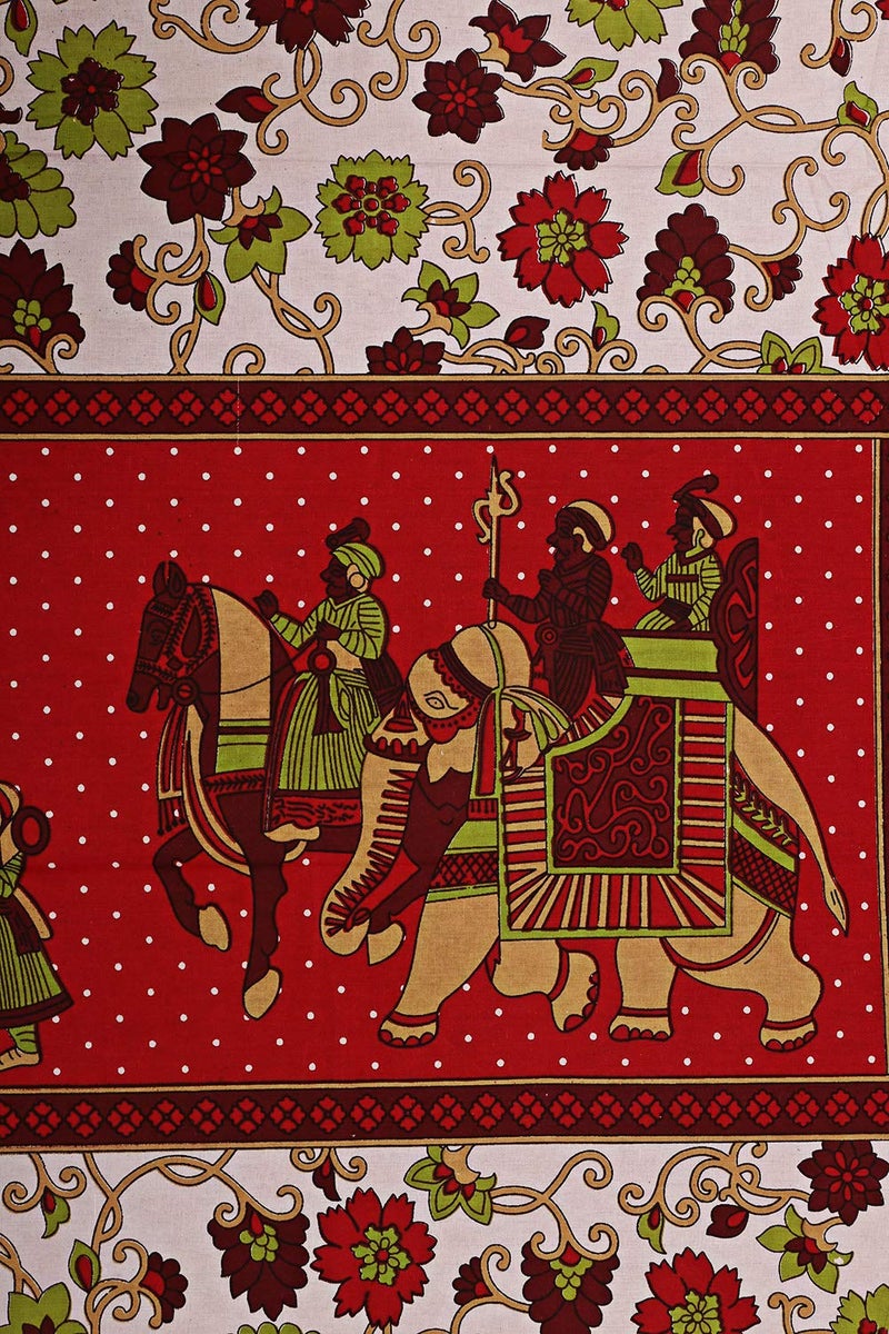 ART WORLD Queen Size Double Bed Sheet with Pillow Covers Pure Cotton Rajasthani Jaipuri Traditional Printed Bedcover (Red, Queen) - Image 2