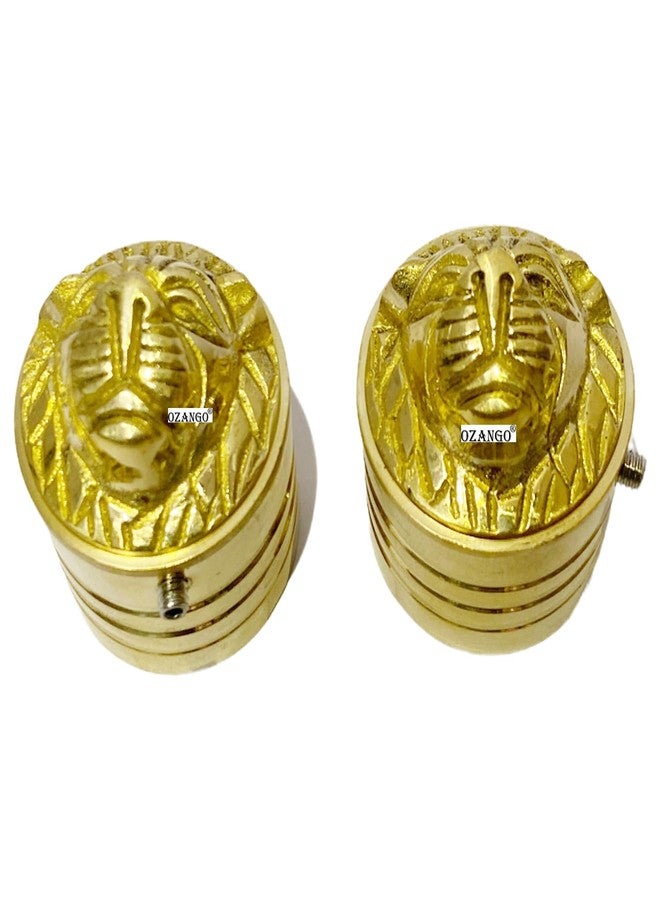 Ozango Bike Antique Desgin Lion Handle Bar Weight Lion Face Handlebar Weight Pure Brass Golden Suitable for RE Electra - Image 2
