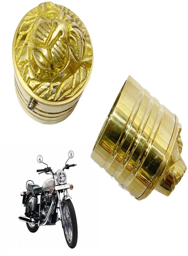 Ozango Bike Antique Desgin Lion Handle Bar Weight Lion Face Handlebar Weight Pure Brass Golden Suitable for RE Electra - Image 1