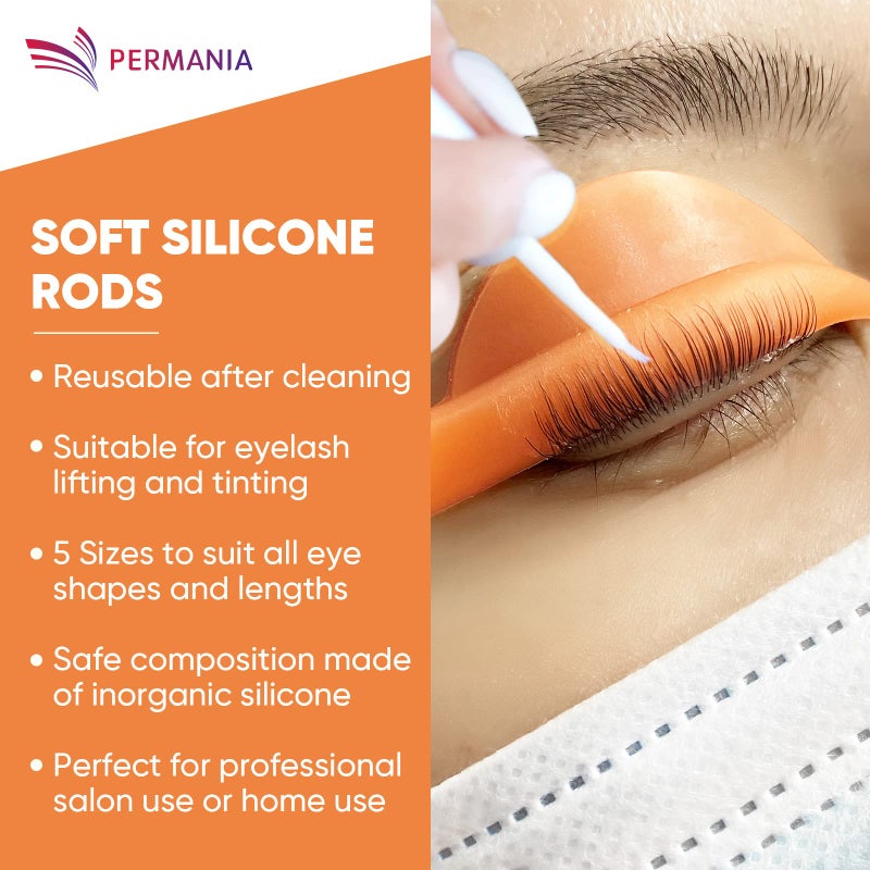 PERMANIA Silicone Curler Pad, 10Pcs/5sizes for Lash Perm Kit Reusable Soft C & D Curls Eyelash Lifting Rod Makeup Beauty Tool Lash Lift Pads (Orange) - Image 4