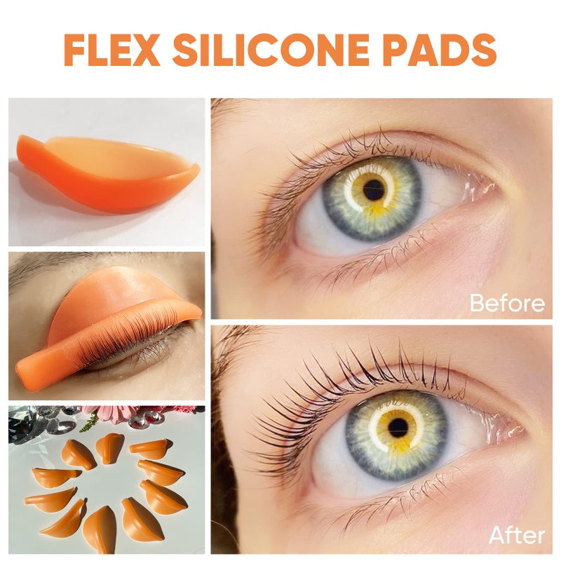 PERMANIA Silicone Curler Pad, 10Pcs/5sizes for Lash Perm Kit Reusable Soft C & D Curls Eyelash Lifting Rod Makeup Beauty Tool Lash Lift Pads (Orange) - Image 2