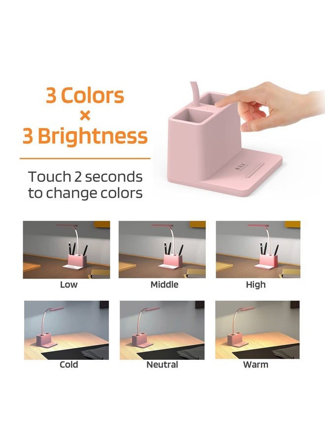 AXX Cute Desk Lamp, Pink Desk Light for Children, Women, Teens, Girls, LED Table Lamp for Bedroom, Reading, Small, Rechargeable, Battery Operated, Adjustable – - Image 3