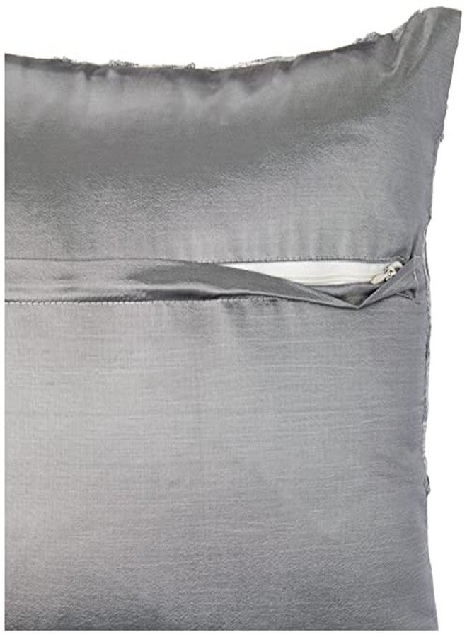 Violet Linen Rosetta Wheat Spikelets Pattern, Polyester Embroidered, Silver, 18 Inch x 18 Inch, Decorative Throw Pillow - Image 5