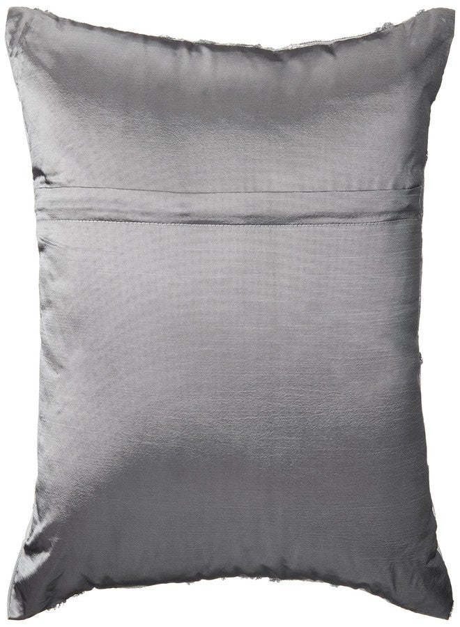 Violet Linen Rosetta Wheat Spikelets Pattern, Polyester Embroidered, Silver, 18 Inch x 18 Inch, Decorative Throw Pillow - Image 2