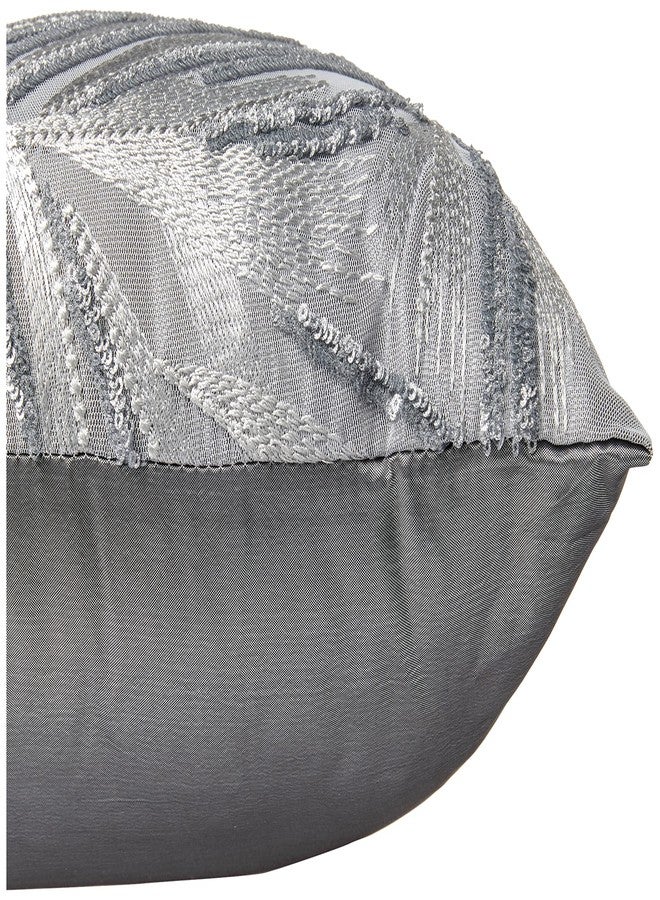 Violet Linen Rosetta Wheat Spikelets Pattern, Polyester Embroidered, Silver, 18 Inch x 18 Inch, Decorative Throw Pillow - Image 3