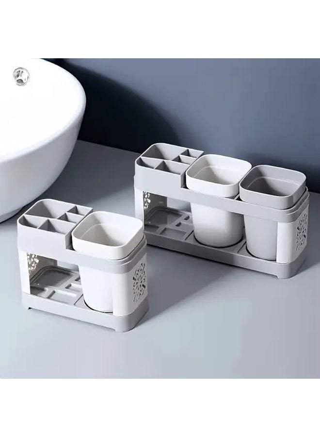 Bathroom Storage 2Pcs Toothbrush And Toothpaste Holder Set With Drain - Image 2