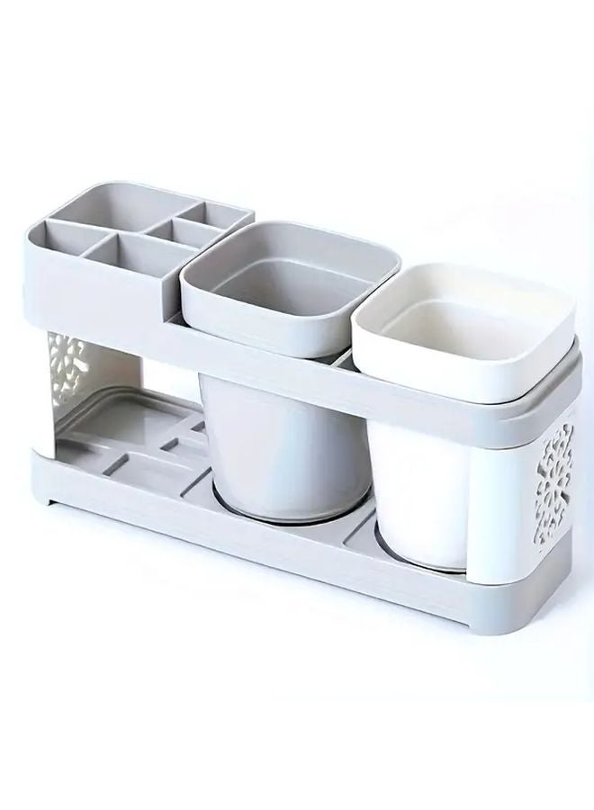 Bathroom Storage 2Pcs Toothbrush And Toothpaste Holder Set With Drain - Image 1