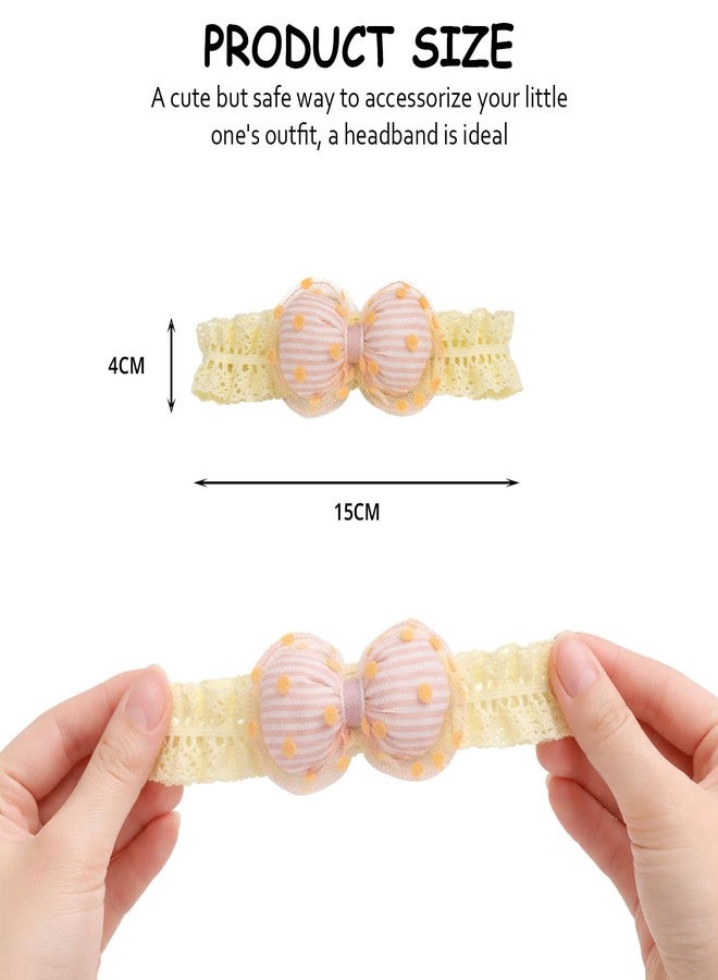 SYGA 3 Pcs Children Girl Baby Elastic Hairband Princess Wind Bow Flower Headband Suit Baby Headdress Photo Hair Accessories For 0-3 Years, Cream - Image 4
