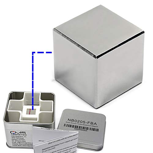 CMS Magnetics 1-Inch Neodymium Cube Magnet | Strong NdFeB Rare Earth Magnet with Triple Ni-Cu-Ni Coating | Durable & Powerful for Industrial, DIY & Educational Use, Safe Keeper Included - Image 1