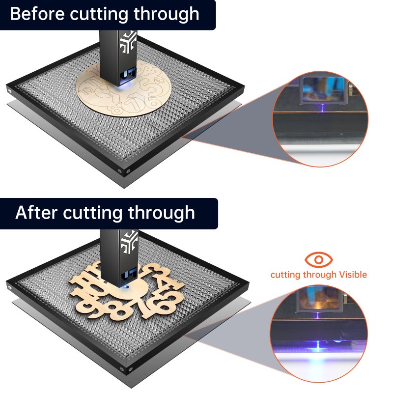 Acmer TEVOUP ACMER-E10 Cutting Honeycomb Working Table Board Steel Panel Platform 400x400mm for CO2 or Diode Engraver Cutting Machine Compatible with NEJE/XTOOL/ORTUR/SCULPFUN Easy-observing - Image 5