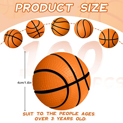 Sumind 100 Pcs Mini Basketball Stress Ball Bulk 16 Inch Mini Basketball Party Favor Small Soft Foam Squeeze Ball Anxiety Stress Relief for Party DecorationsOrange - Image 5