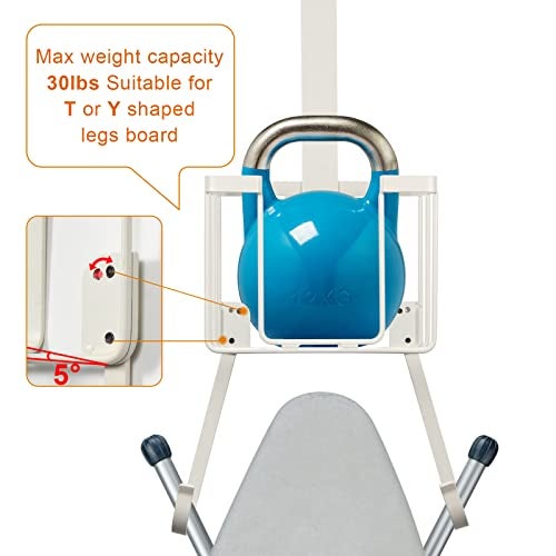 ORLESS Over The Door/Wall Mount Ironing Board Hanger, Laundry Room Iron and Ironing Caddy Board Storage Holder White - Image 5