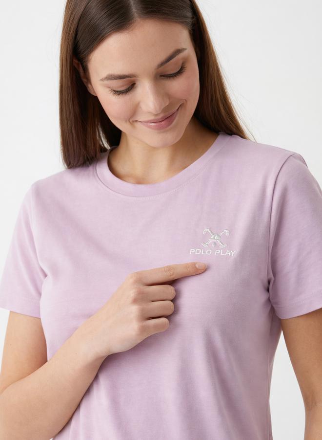 Polo Play Lilac Graphic Logo Crew Neck T-Shirt - Image 3
