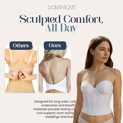 Dominique Noemi Women’s Backless Strapless Longline Bustier Bridal Bra #6377 - Full Support, Shaping Bra - Lingerie for women - Image 5