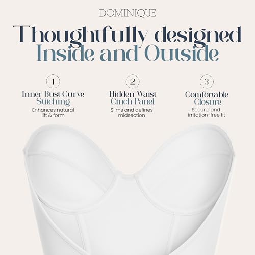 Dominique Noemi Women’s Backless Strapless Longline Bustier Bridal Bra #6377 - Full Support, Shaping Bra - Lingerie for women - Image 2