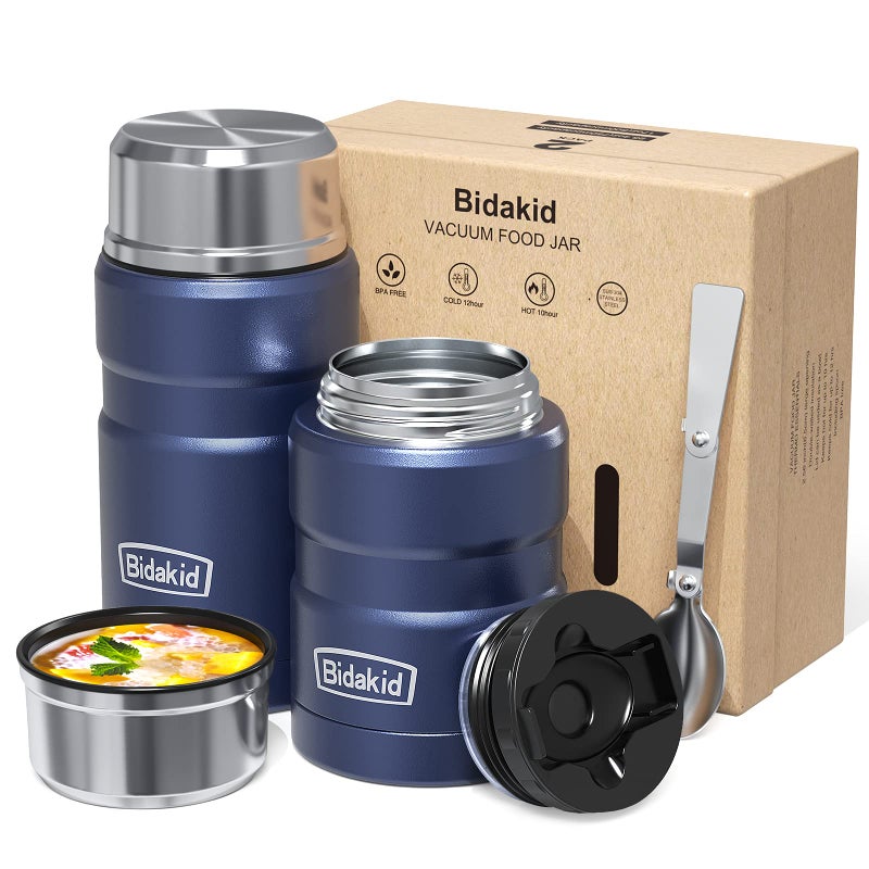 Bidakid حاويات بيداكيد للطعام الساخن - عبوة 2 مع وعاء طعام معزول للحساء - Image 1