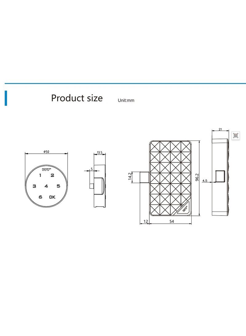 WT Smart waterproof lock for cabinet - Image 3