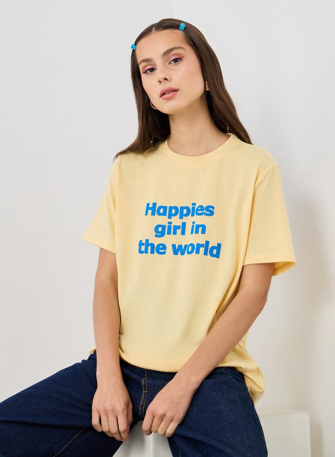 Take Two Slogan Print Round Neck Oversized T-Shirt - Image 1