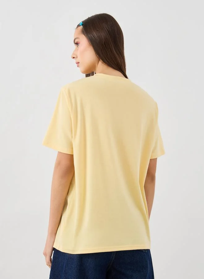 Styli Styli Slogan Print Round Neck Oversized T-Shirt
