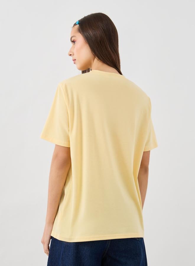 Take Two Slogan Print Round Neck Oversized T-Shirt - Image 5