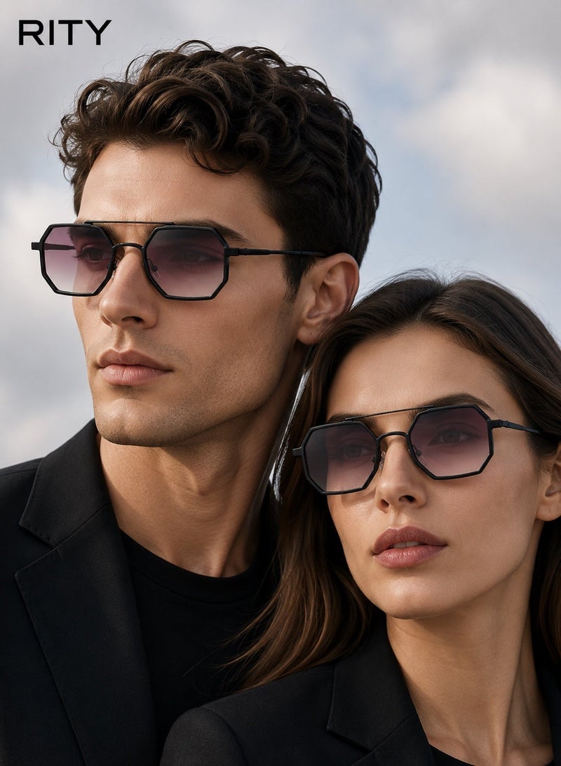RITY Men & Women Sunglasses with Elegant Metal Frame and Polarized Lenses | Full UV Protection | Luxury Fashion Eyewear for Driving, Travel, Beach & Outdoor Activities | Stylish & Lightweight Design - Image 2