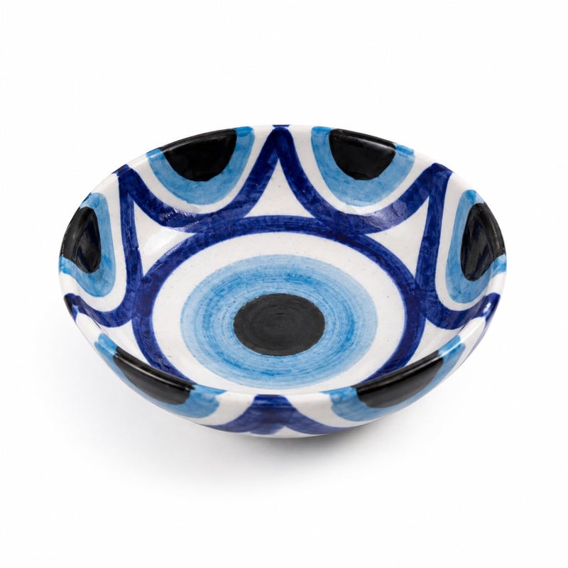 Handmade Ceramic Serving Bowl, Hand-Painted Blue Decorative Bowl, Artisan Pottery for Salad, Fruit, Snacks & Desserts, Made in Egypt, Available in Multiple Sizes (12.5x5 cm) - Image 1
