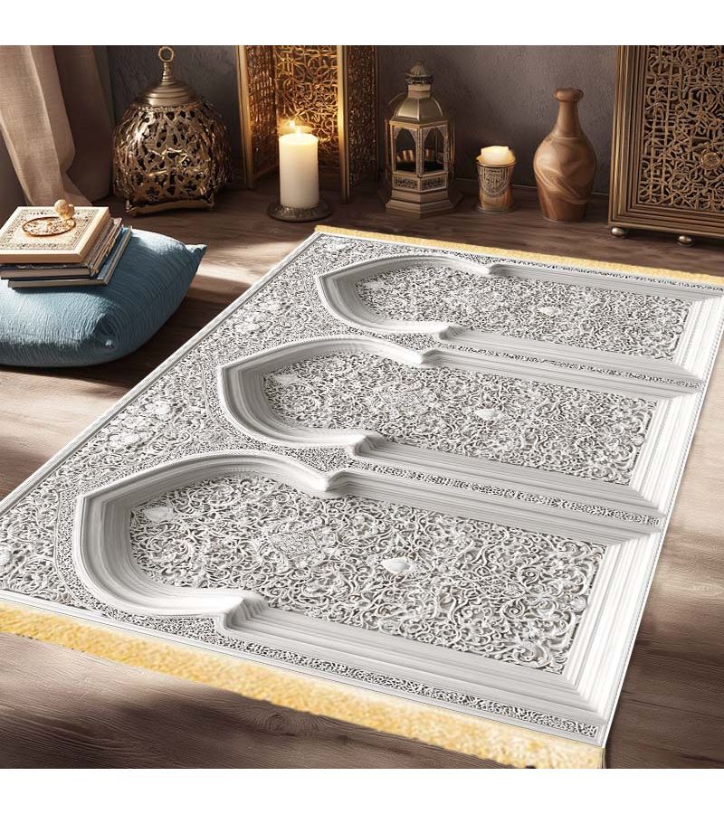 Luxurious Non Slip Foldable Prayer Mat With Tassels 180x110 cm For Family Travel And Home Use - Image 1