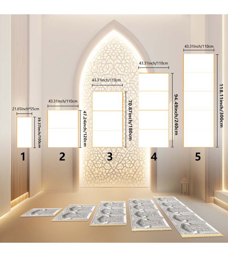 Luxurious Non Slip Foldable Prayer Mat With Tassels 180x110 cm For Family Travel And Home Use - Image 4