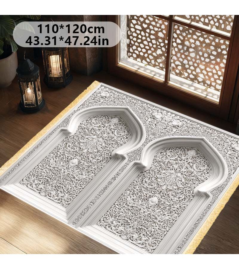 Luxurious Non Slip Foldable Prayer Mat With Tassels 180x110 cm For Family Travel And Home Use - Image 5