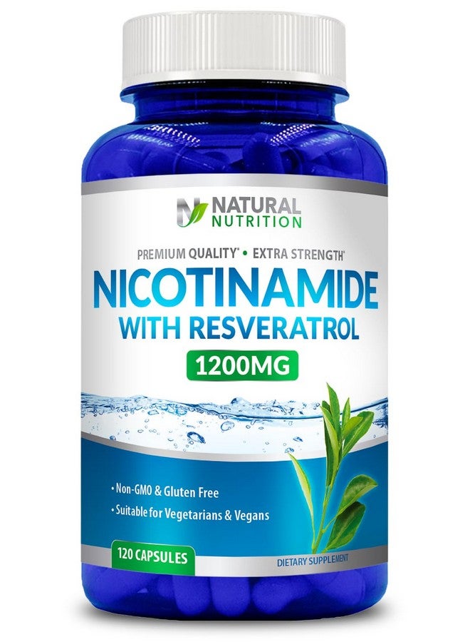 Generic Natural Vitamin Extra Strength Nicotinamide with Resveratrol 1200mg (Vitamin B-3) 120 Veggie Capsules Gluten Free & Non-GMO - Image 1