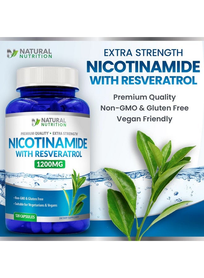 Generic Natural Vitamin Extra Strength Nicotinamide with Resveratrol 1200mg (Vitamin B-3) 120 Veggie Capsules Gluten Free & Non-GMO - Image 4