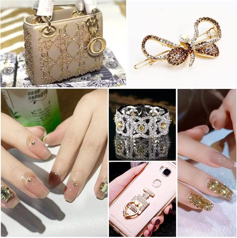 Beadsland 4300pcs Flatback Rhinestones,Gold Rhinestone Nail Gems Round Crystal Rhinestones for Crafts,Mixed 6 Sizes with Picking Tweezers and Wax Pencil Kit, SS6-SS20,Golden Shadow - Image 5