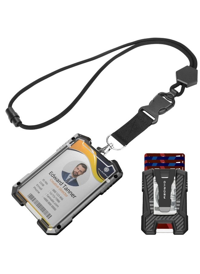 Oaridey - Carbon Fiber Badge Holder With Lanyard Heavy Duty Lanyard With Safety Breakaway Buckle For Id Card/Badge Holder - Image 1