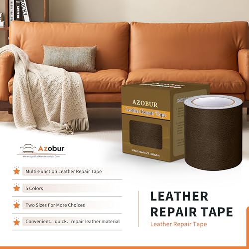 Azobur Azbour Leather Repair Tape Patch, 2.4''x15' Super Adhesive, Self-Adhesive Leather Patch for Restoration and Refurbishment of Sofas, Car Seats, Furniture, Vinyl Furniture, Chairs. （Black Brown） - Image 3