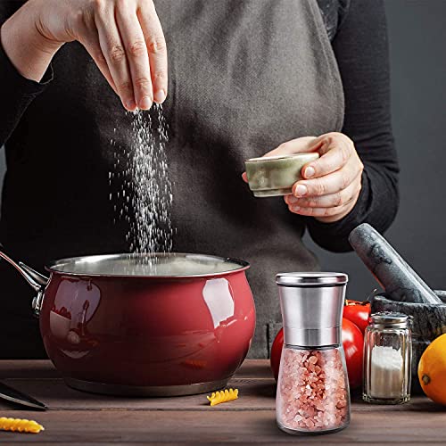 Elvana Beautiful Stainless Steel Salt & Pepper Grinders Refillable Set - Two 5 oz Salt/Spice Shakers with Adjustable Coarse Mills - Easy Clean Ceramic Grinders - Image 4