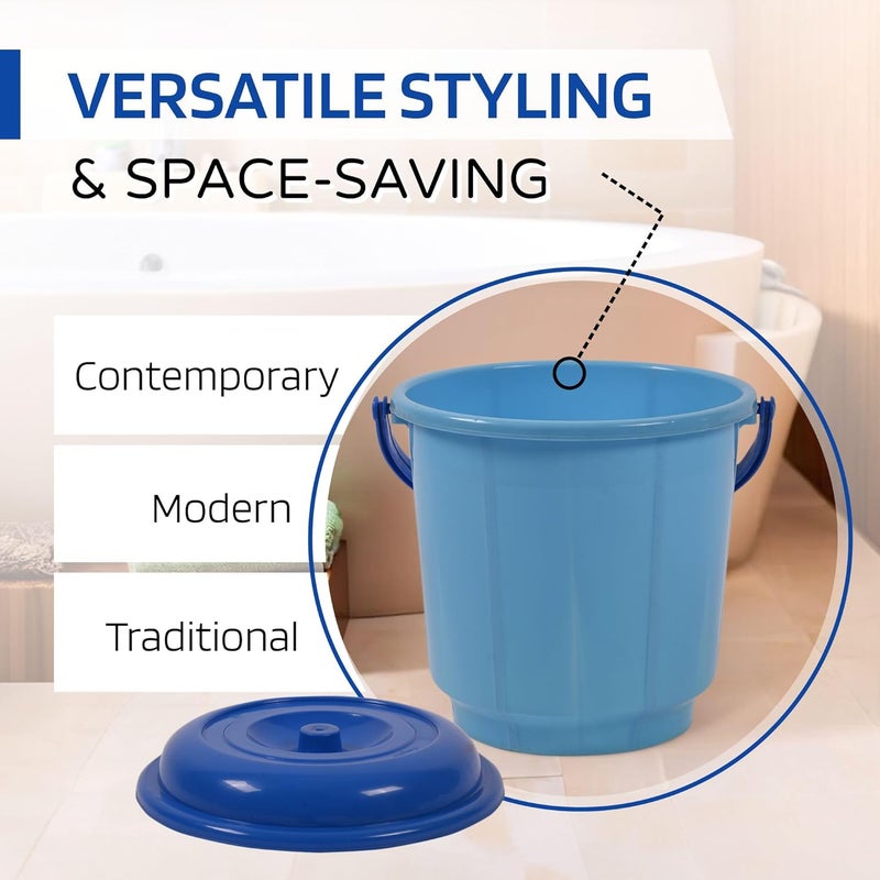 Kuber Industries Pack of 6 Bucket 18 Liter Bucket for Bathroom Balti for Bathroom Plastic Bucket for Daily Use Bathroom Bucket with Lid Handle Water Storage Bucket Green Blue - Image 4