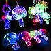 PROLOSO 20 PCS Light up Flashing Whistles Glow in the Dark Party Supplies Include 10 Pacifier Whistles and 10 Round Whistles with Lanyard - Image 2