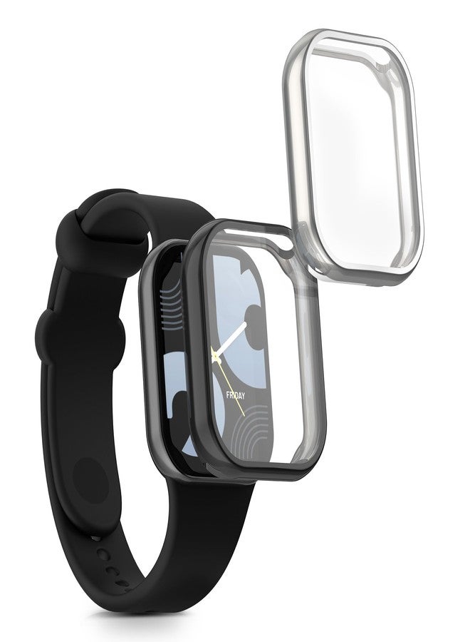 كي دابليو موبايل جراب kwmobile متوافق مع جراب Xiaomi Mi Band 8 Pro - غطاءان من السيليكون الحراري المرن (TPU) لتتبع اللياقة البدنية - أسود/فضي - Image 1